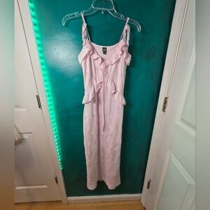 Wild Fable Pink Butterfly Satin Maxi Dress XS Fairycore